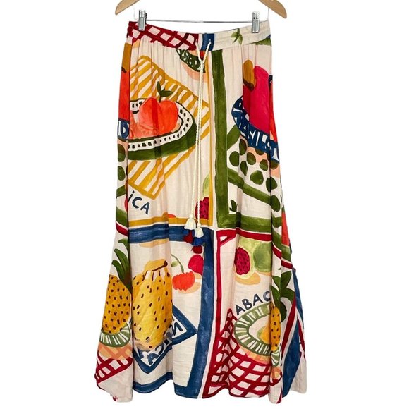 FARM Rio Dresses & Skirts - NWT Farm Rio x Anthropologie Maxi Skirt Women's S Mix Print Linen Multicolor
